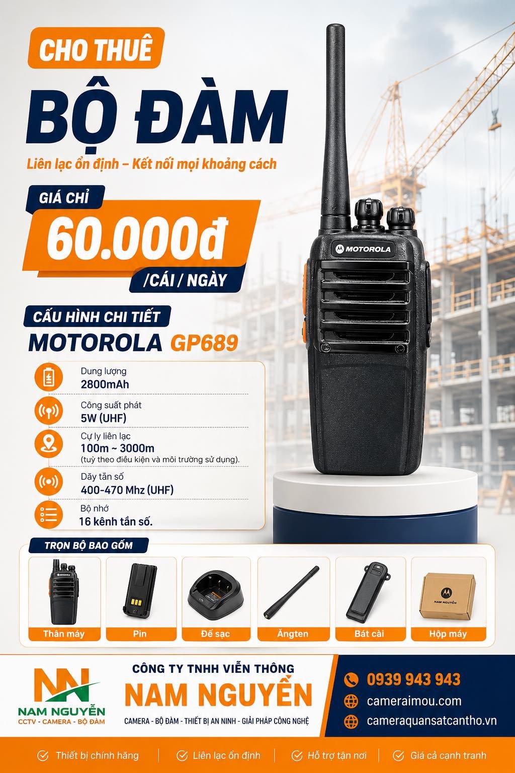 📢 CHO THUÊ BỘ ĐÀM MOTOROLA GP689 – LIÊN LẠC ỔN ĐỊNH